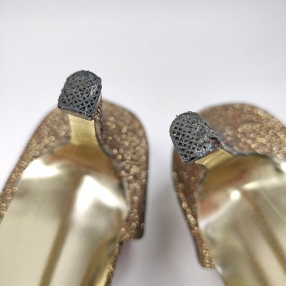 Festive Betsey Johnson Metallic Gold Glitter Jezzy D'orsay Heels Dress Pump - Picture 10 of 13
